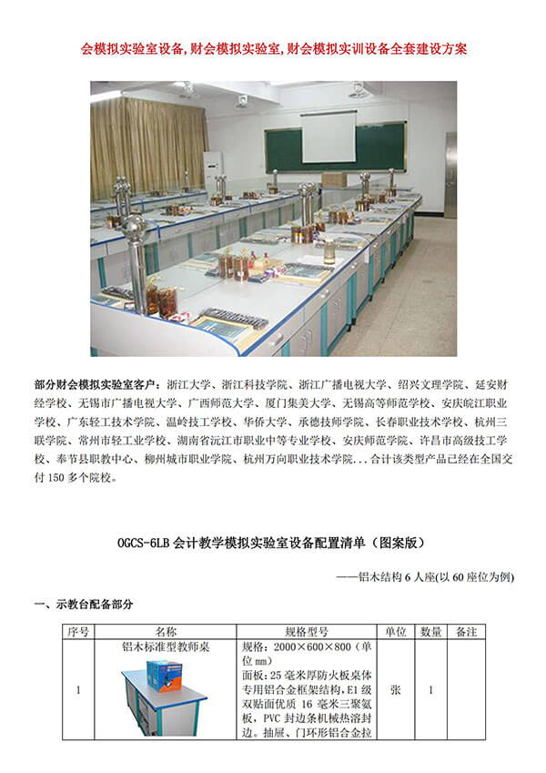 圖案版財(cái)會(huì)模擬實(shí)訓(xùn)室清單